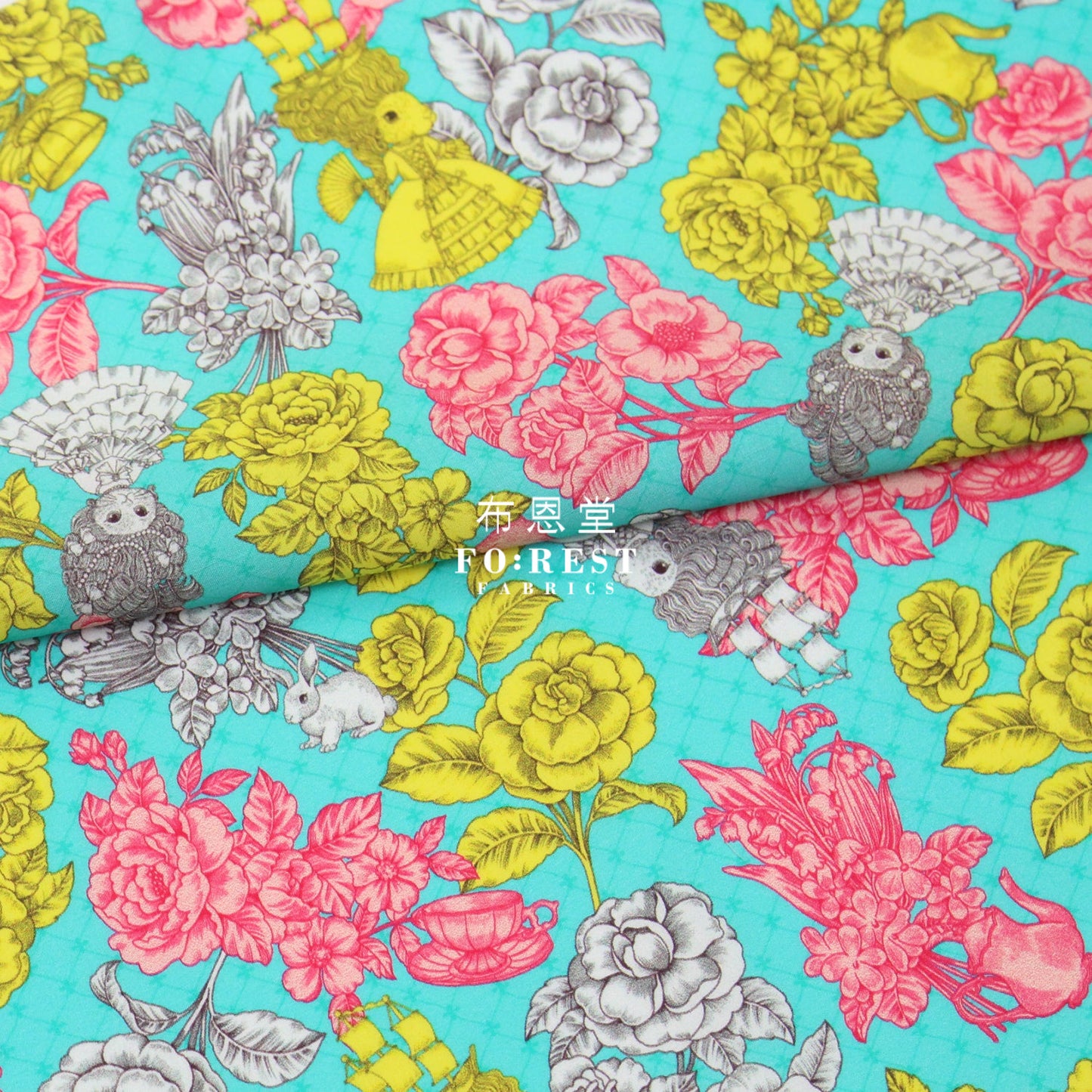 My Little Tailor - Lawn Cats Serenade Of Love Mint Fabric