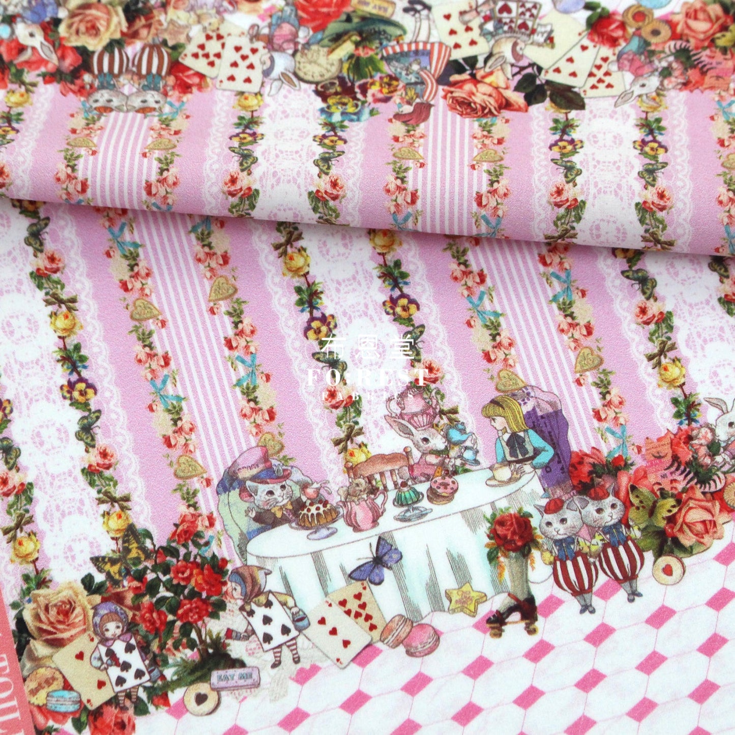My Little Tailor - Lawn Cats Tea Party C Pink Fabric