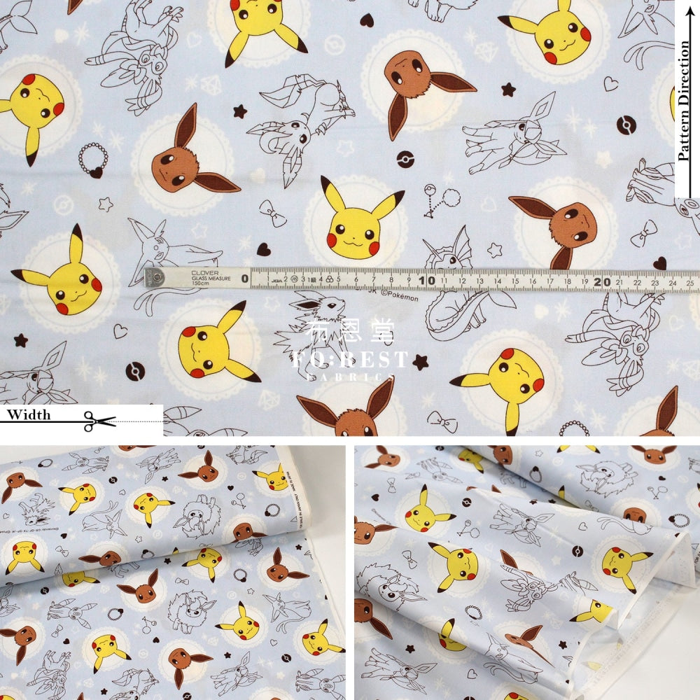 Oxford - Pokemon Pikachu Fabric Grayblue