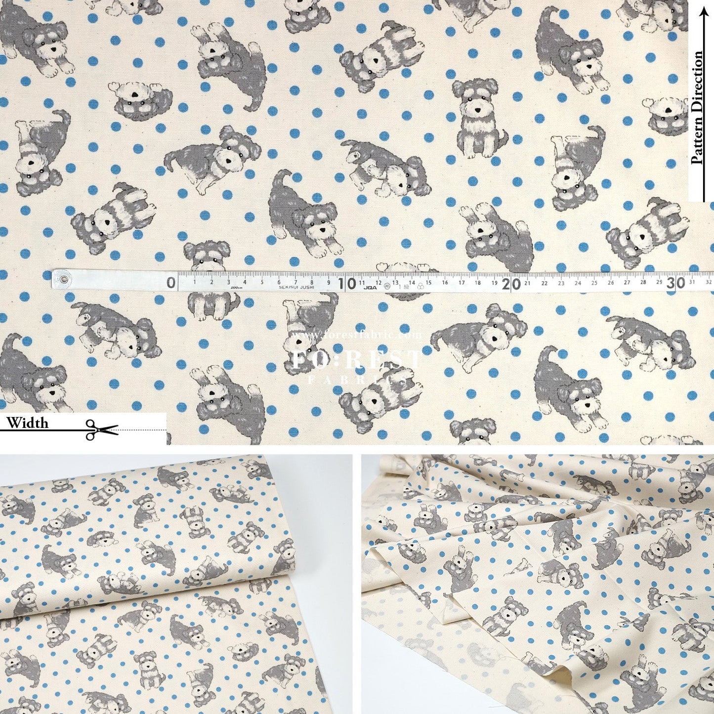 oxford - Schnauzer Dogs fabric - FO:REST Fabric 布恩堂Liberty fabrictana lawnjapanese fabricykk zipper