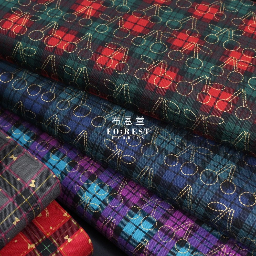 oxford - Tartan cherry with metallic fabric Green - FO:REST Fabric 布恩堂Liberty fabrictana lawnjapanese fabricykk zipper