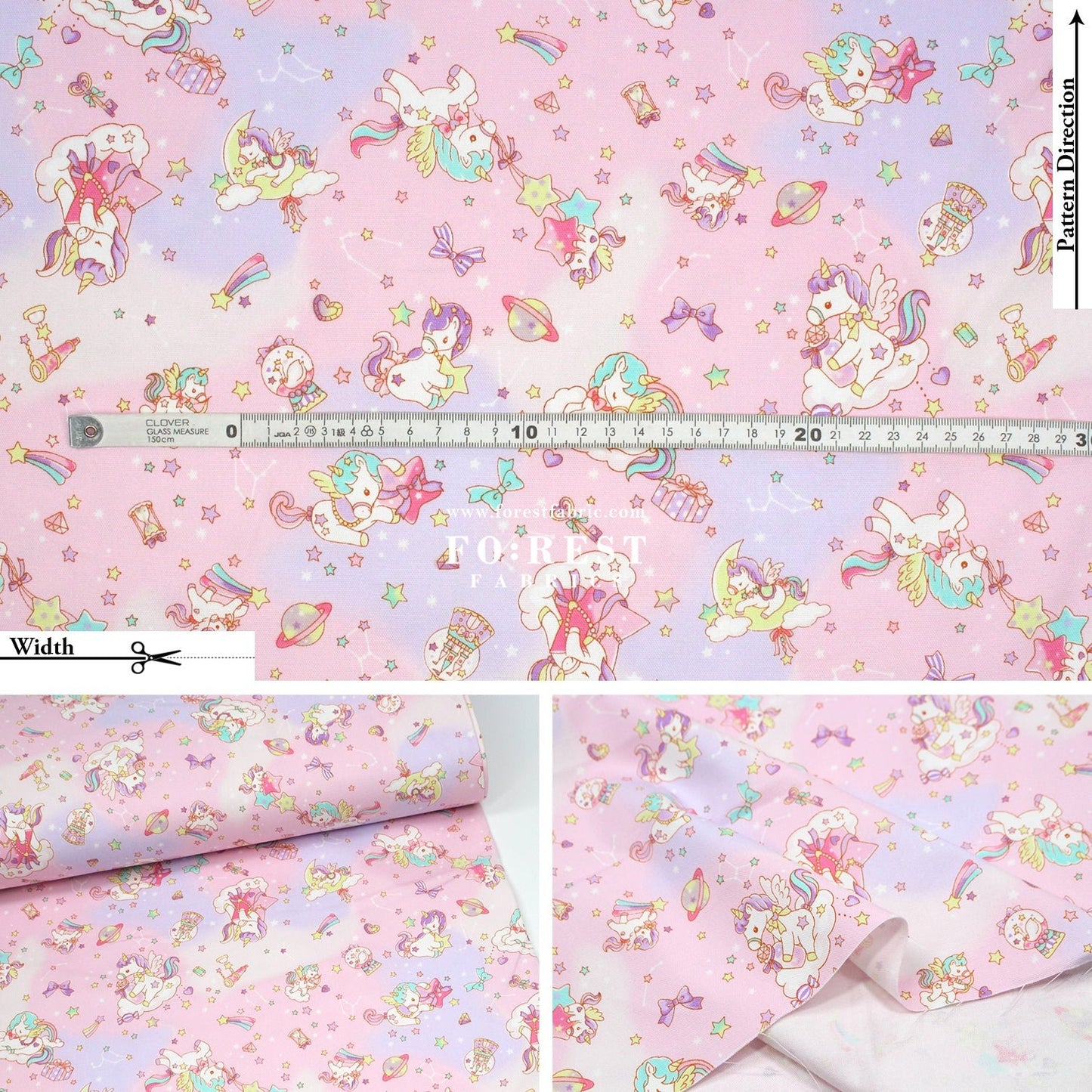 Oxford - Unicorn dream fabric Pink - FO:REST Fabric 布恩堂Liberty fabrictana lawnjapanese fabricykk zipper