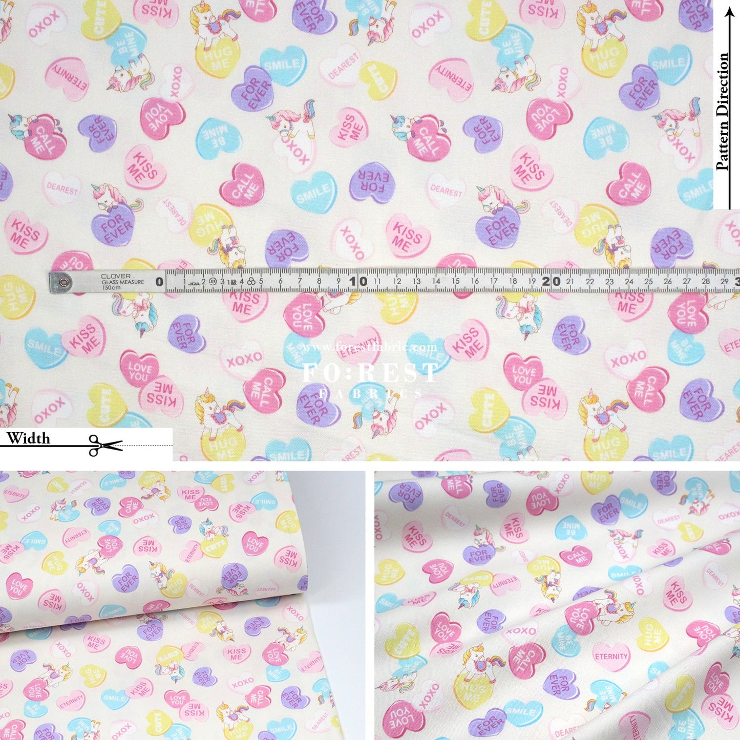 Oxford - Unicorn Heart fabric Milky - FO:REST Fabric 布恩堂Liberty fabrictana lawnjapanese fabricykk zipper