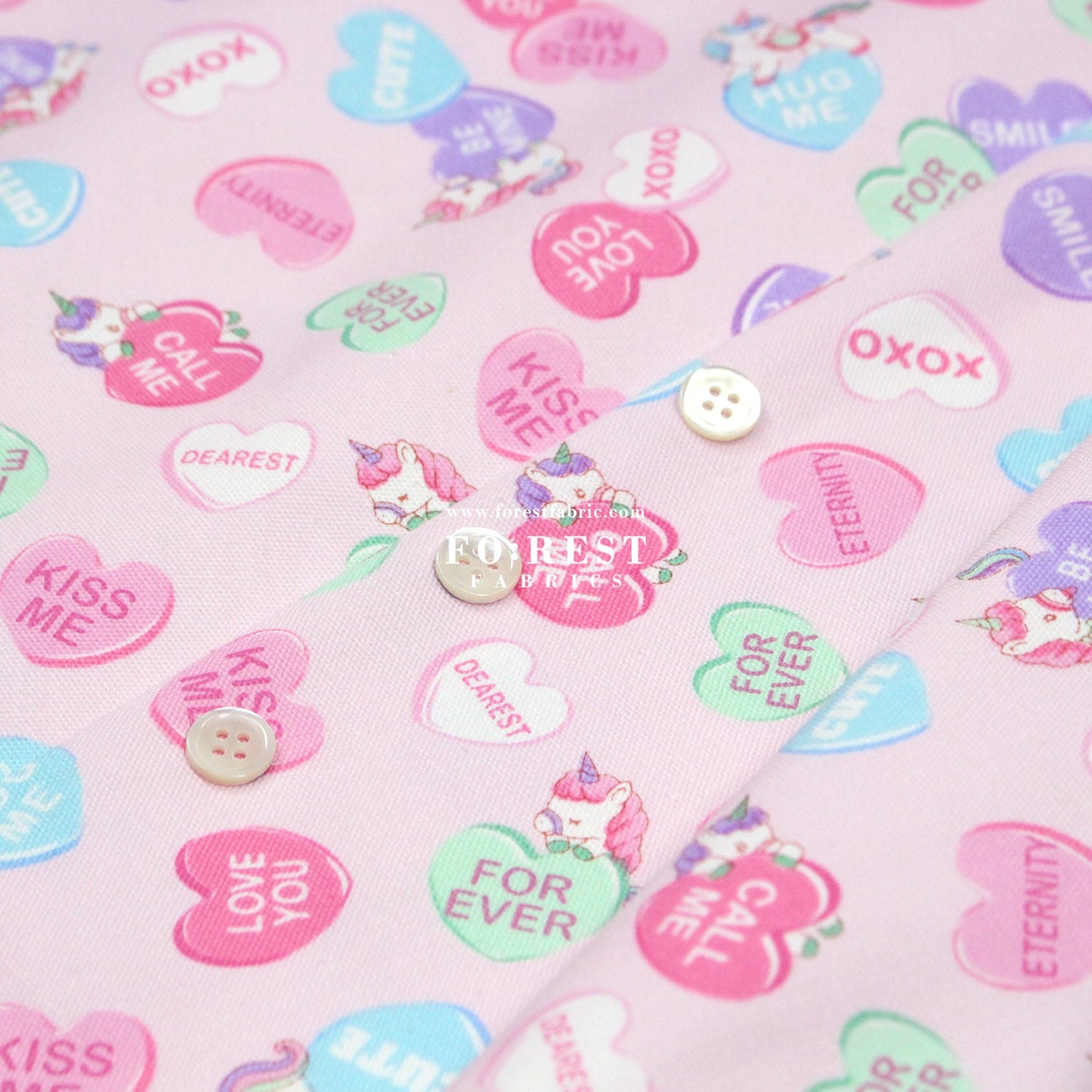 Oxford - Unicorn Heart fabric Pink - FO:REST Fabric 布恩堂Liberty fabrictana lawnjapanese fabricykk zipper