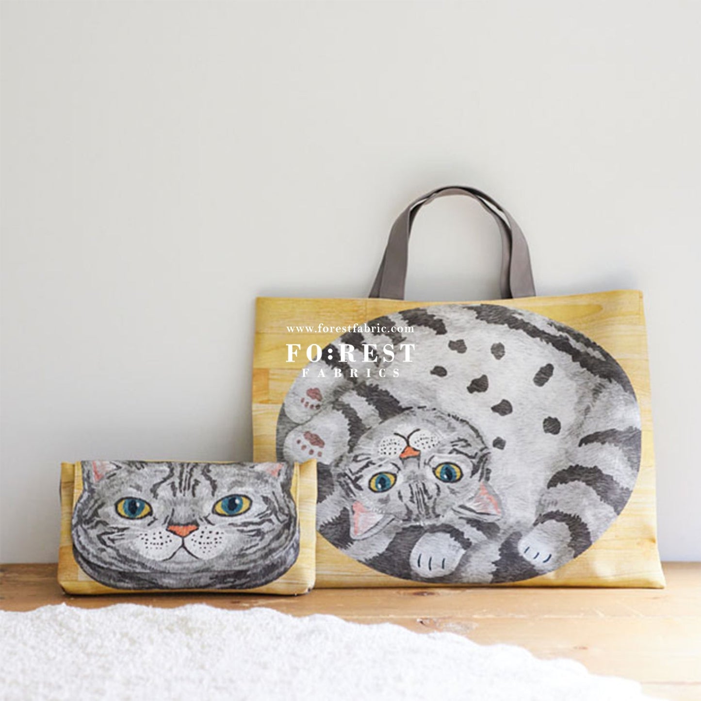 Pre - cut cotton - Home Deco cats fabric - FO:REST Fabric 布恩堂Liberty fabrictana lawnjapanese fabricykk zipper