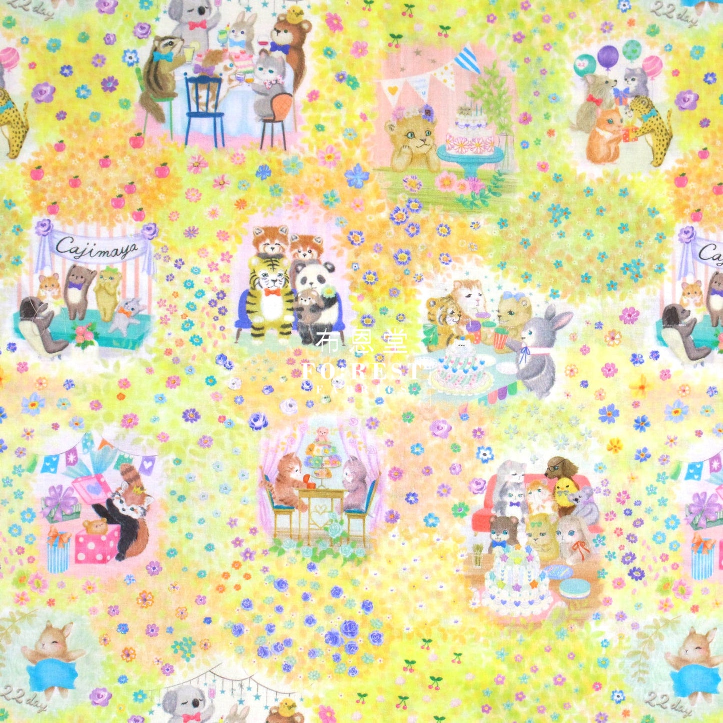 Pre Order Cotton - Mercine Birhtday Party Fabric C Lawn