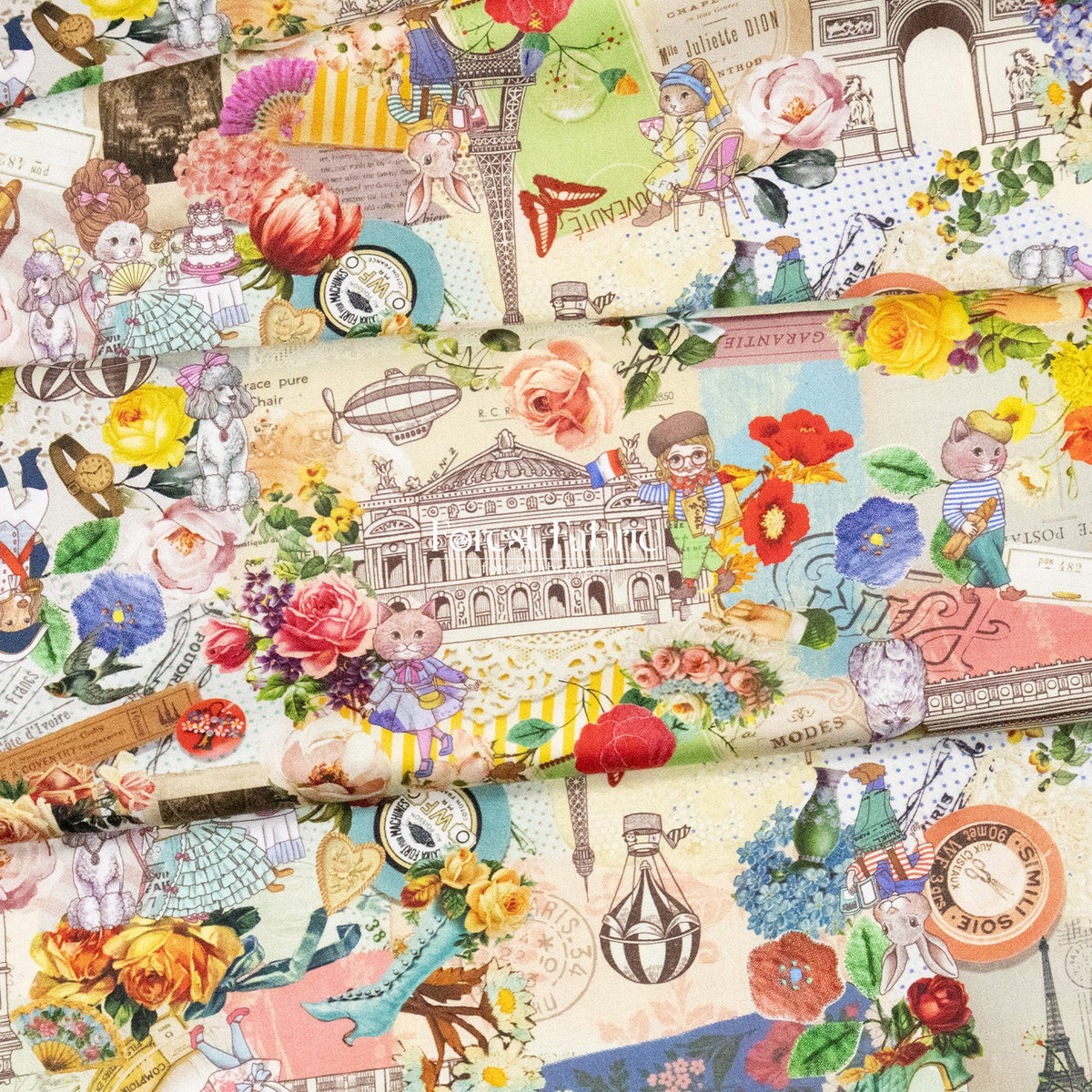 Satin Super Cotton - City of Flower fabric - FO:REST Fabric 布恩堂Liberty fabrictana lawnjapanese fabricykk zipper
