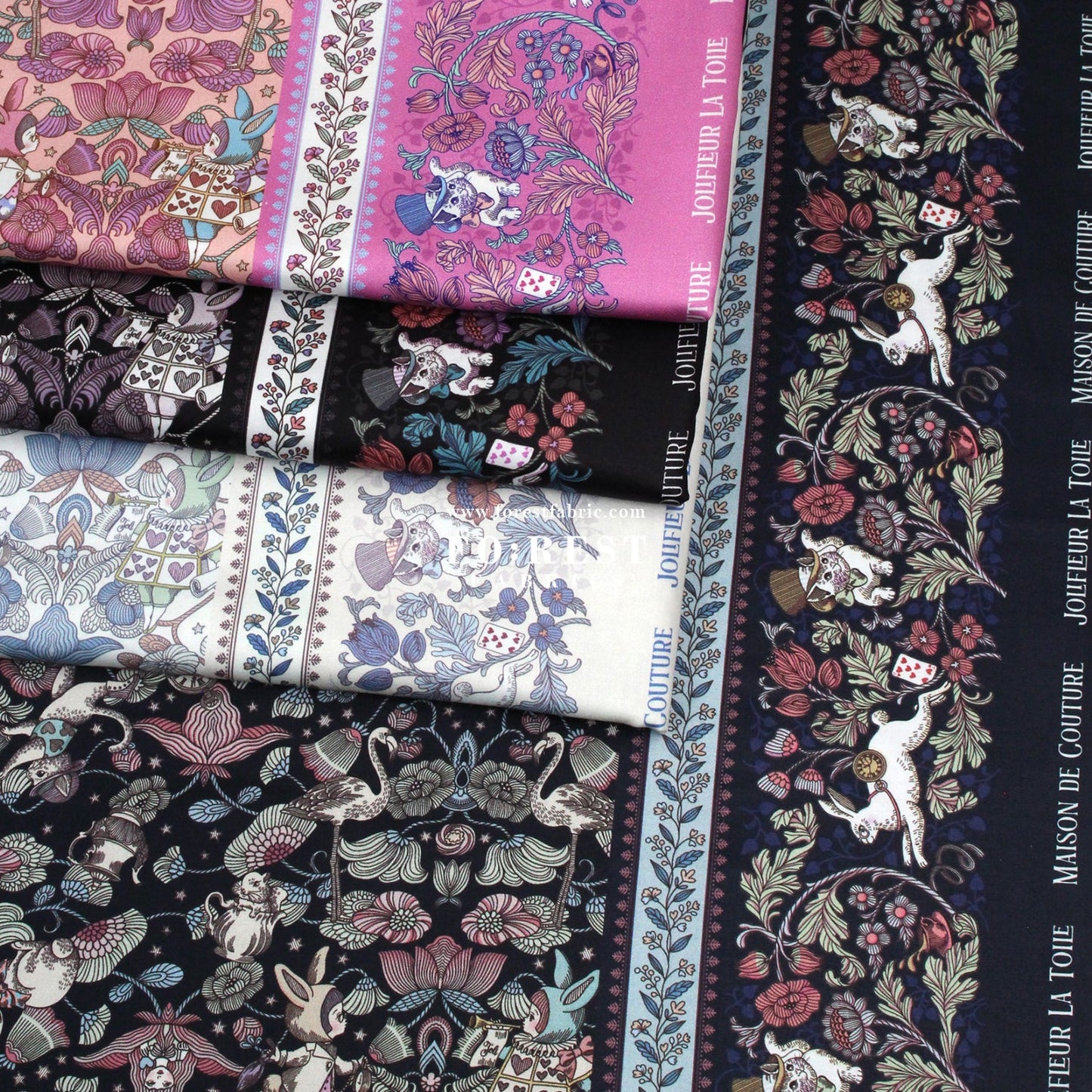 Satin Super Cotton - JoliFleur Poisonberry Thief fabric Navy - FO:REST Fabric 布恩堂Liberty fabrictana lawnjapanese fabricykk zipper