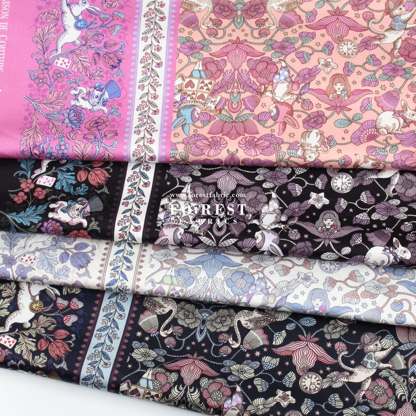 Satin Super Cotton - JoliFleur Poisonberry Thief fabric PINK - FO:REST Fabric 布恩堂Liberty fabrictana lawnjapanese fabricykk zipper