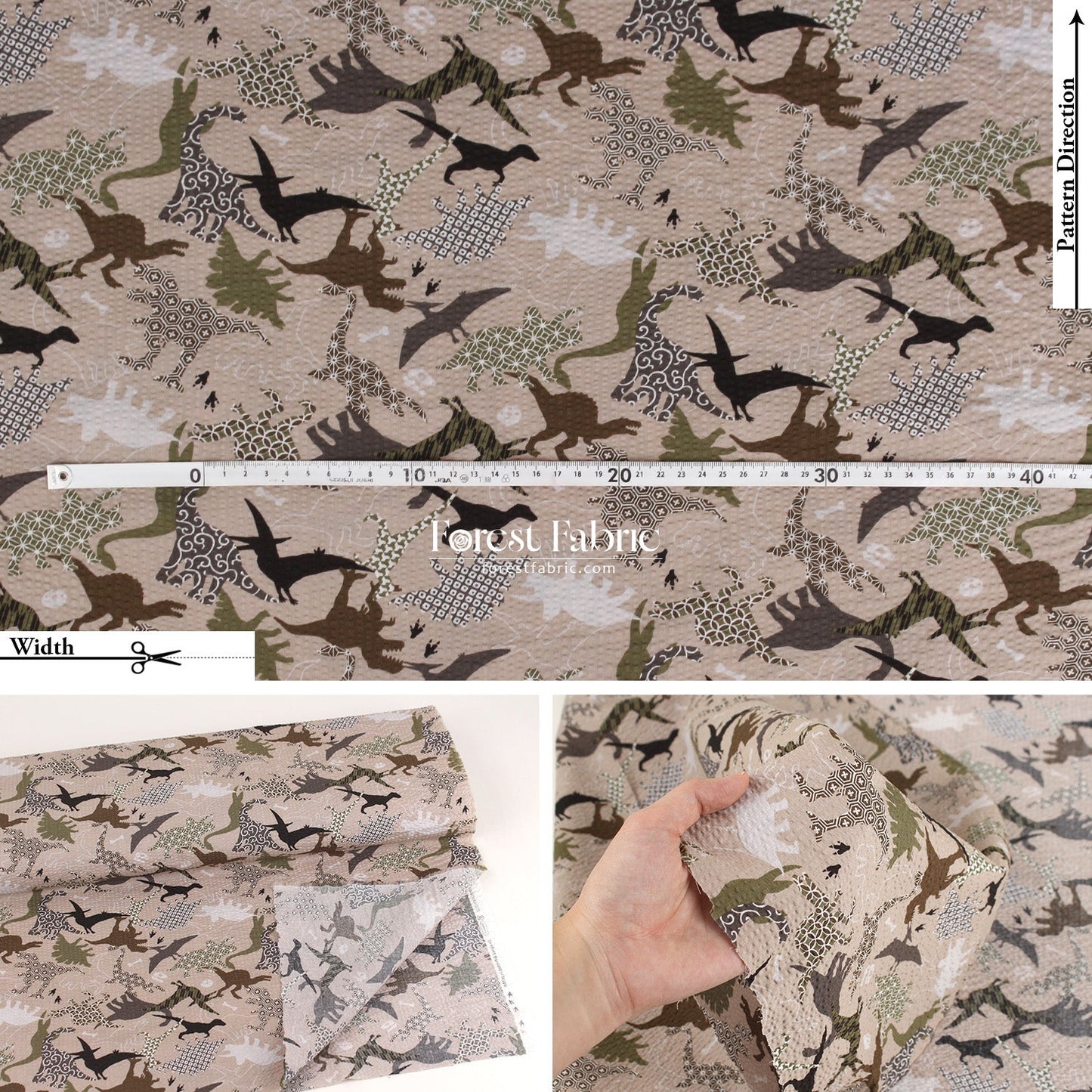 Seersucker cotton - Dinosaur fabric 泡泡棉 - FO:REST Fabric 布恩堂Liberty fabrictana lawnjapanese fabricykk zipper