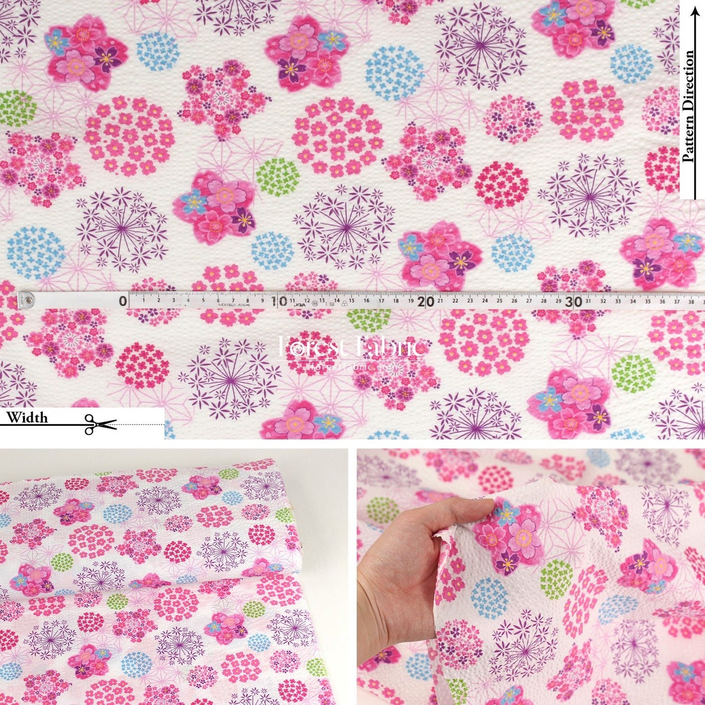 Seersucker cotton - Japanese Cherry Blossom Floral fabric 泡泡棉 - FO:REST Fabric 布恩堂Liberty fabrictana lawnjapanese fabricykk zipper