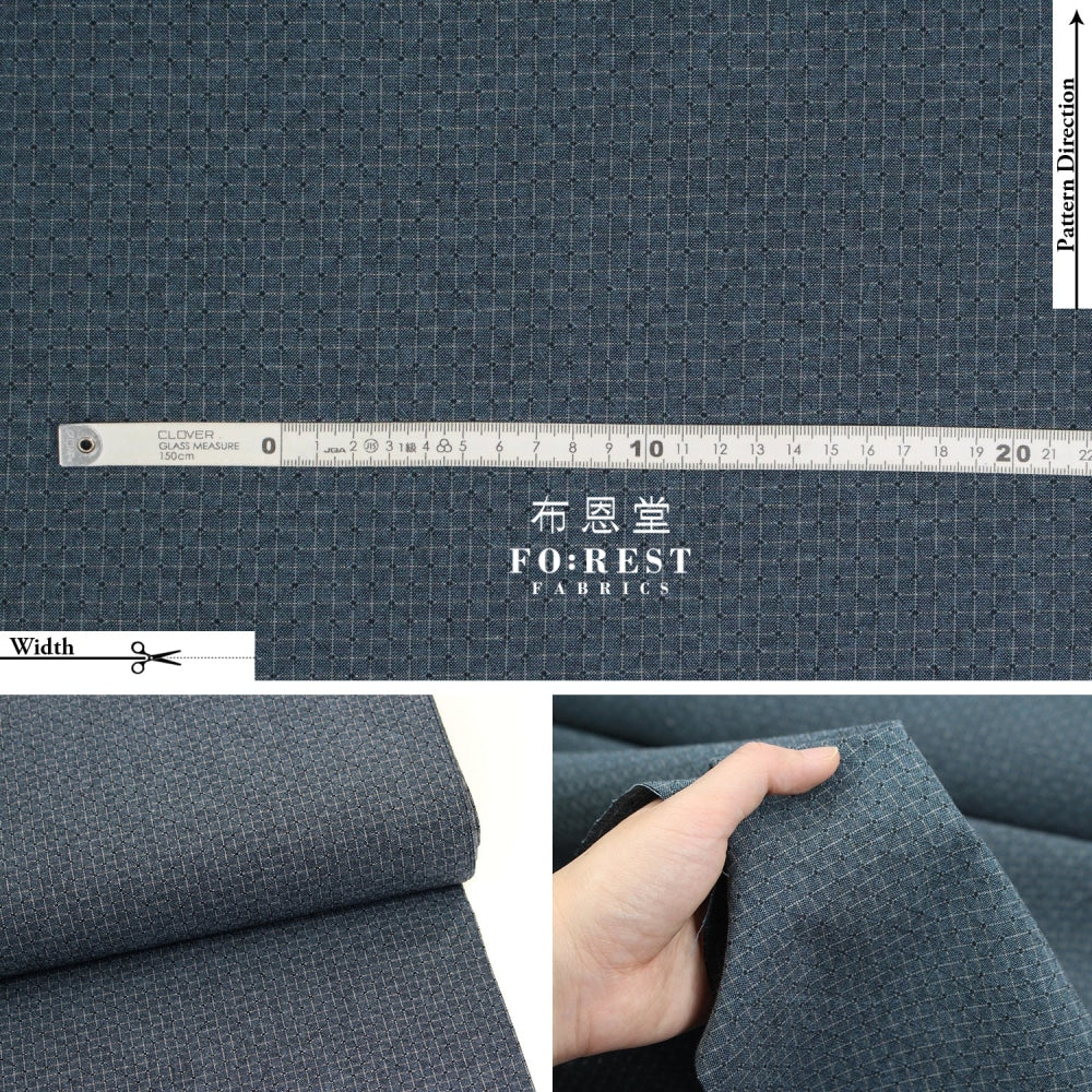 Yarn Dyed Cotton - Dark Square Dot Fabric