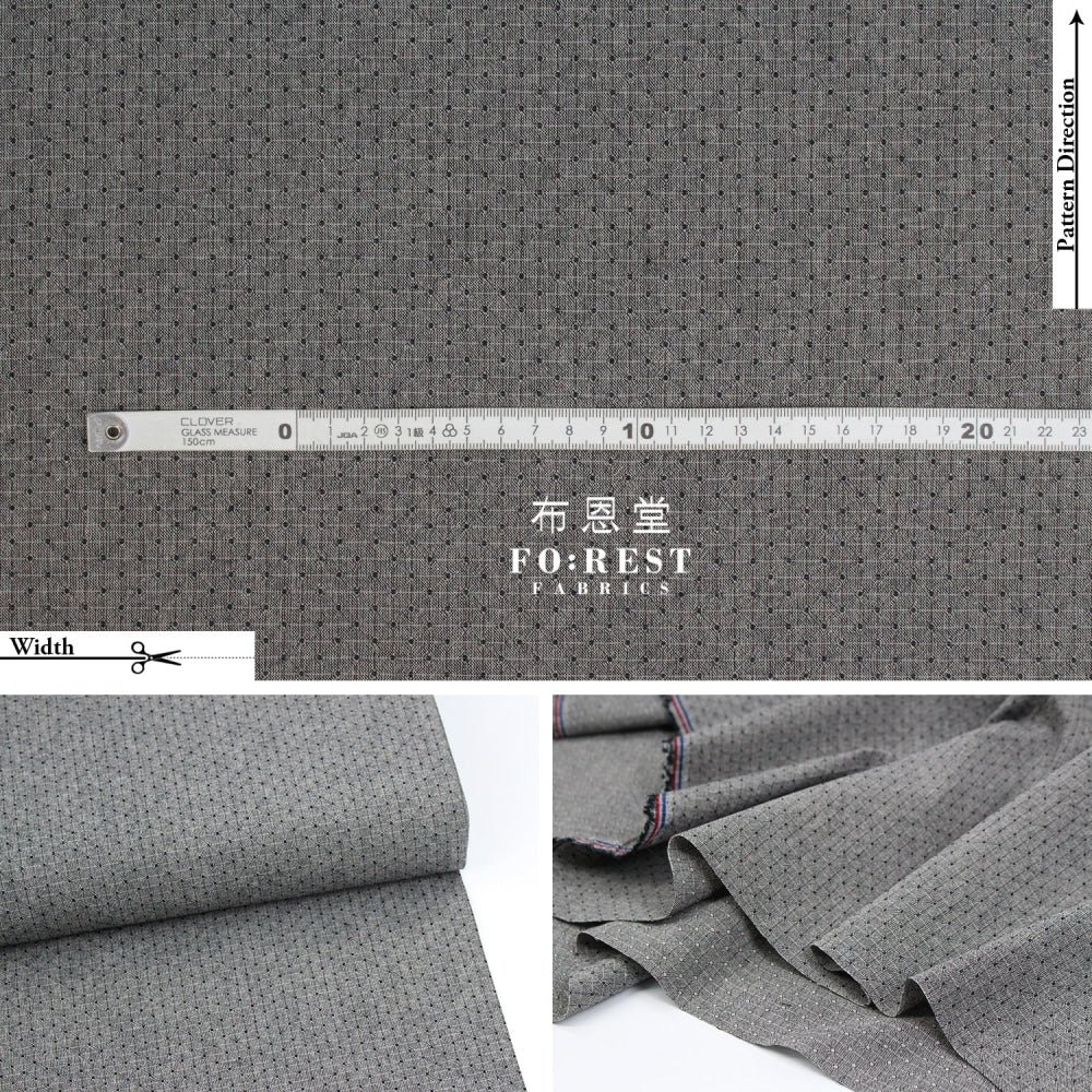 Yarn Dyed Cotton - Dark Square Dot Fabric