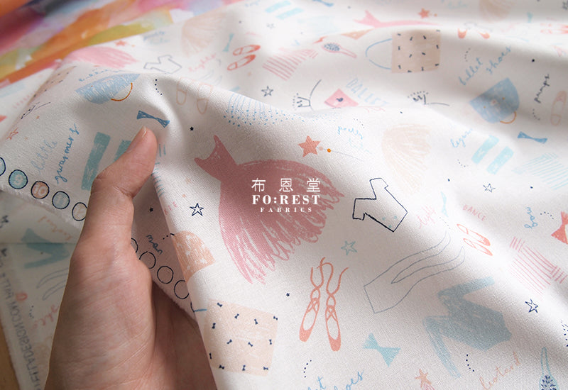 cotton - Ballet Dance fabric - forest-fabric