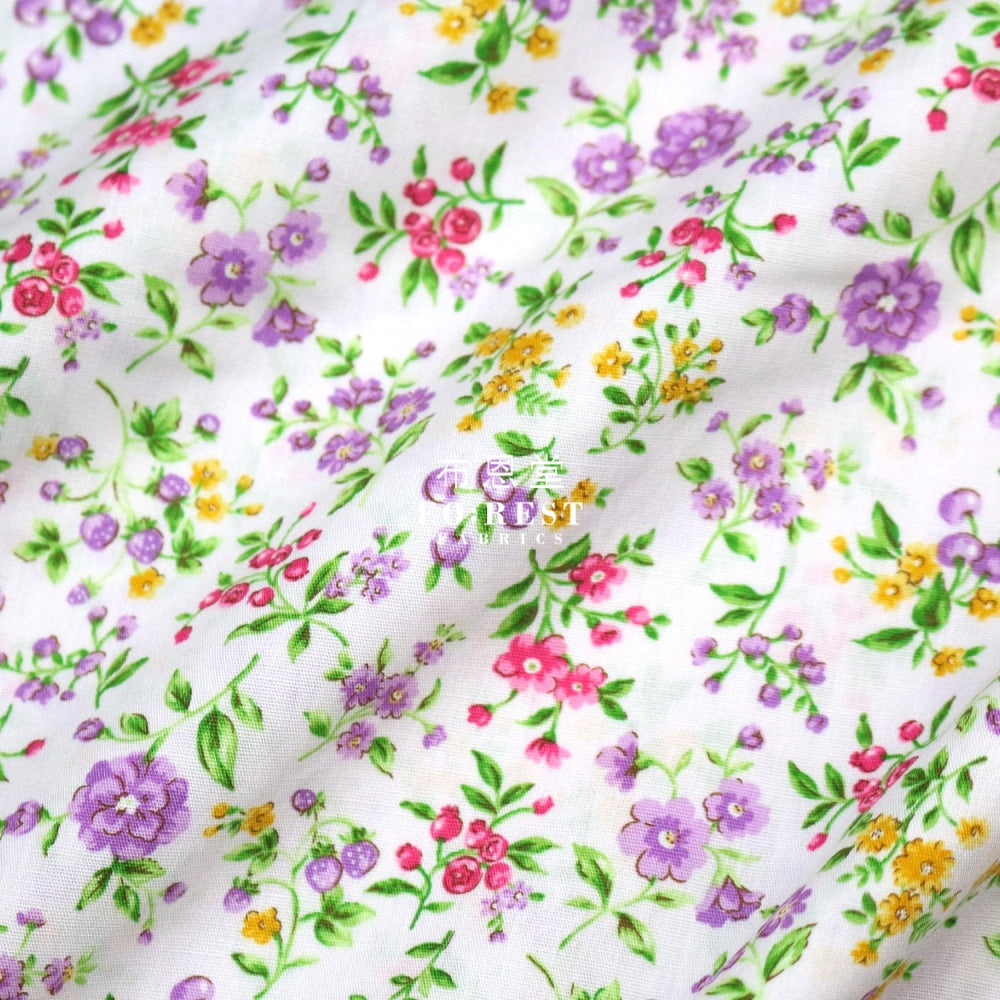 (1Meter) Cotton - Strawberry Flower Fabric Lt.purple Cotton