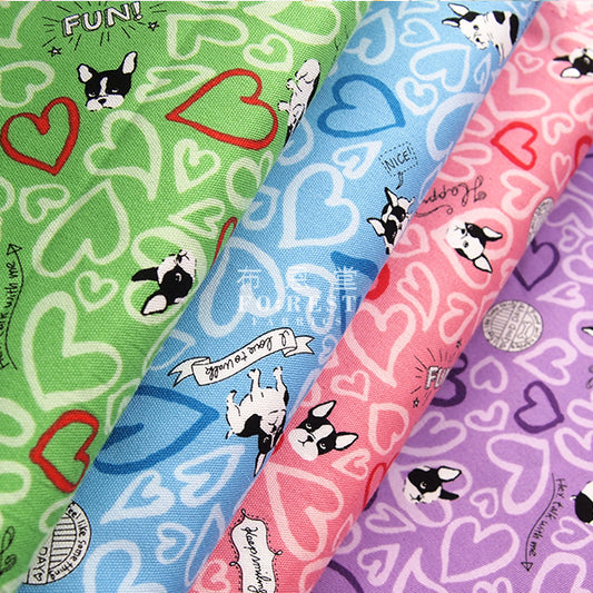 Oxford - french bulldog fabric - forest-fabric