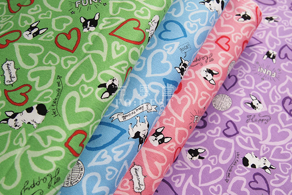 Oxford - french bulldog fabric - forest-fabric