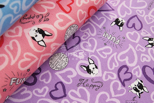 Oxford - french bulldog fabric - forest-fabric