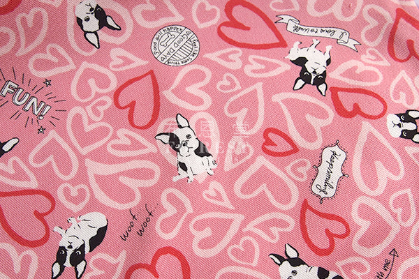 Oxford - french bulldog fabric - forest-fabric