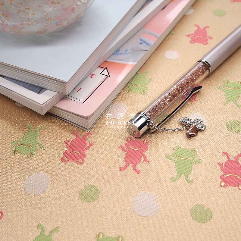 金らん"KINRAN"- Little frog青蛙 gold brocade fabric - forestfabric