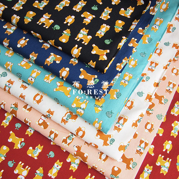 cotton - Shiba inu fabric - forest-fabric