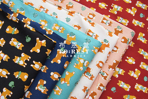 cotton - Shiba inu fabric - forest-fabric