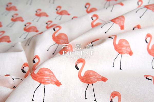 C+S - cotton lawn - Flamingos fabric - forest-fabric