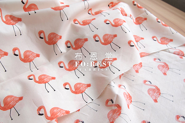 C+S - cotton lawn - Flamingos fabric - forest-fabric