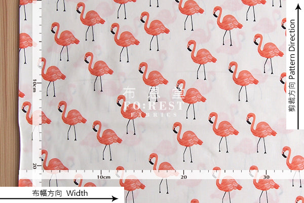 C+S - cotton lawn - Flamingos fabric - forest-fabric