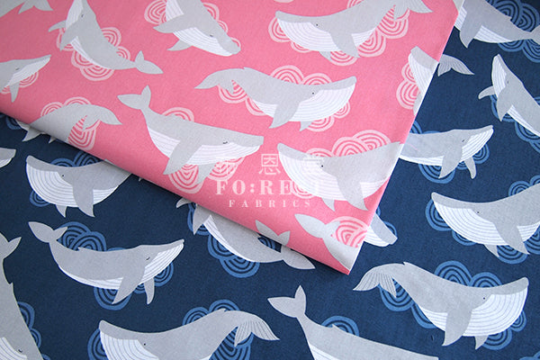 cotton - whale fabric - forest-fabric
