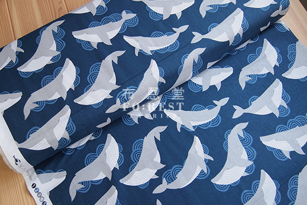 cotton - whale fabric - forest-fabric