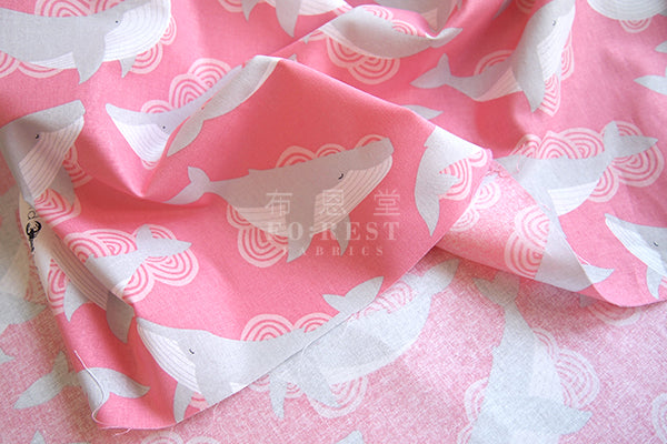 cotton - whale fabric - forest-fabric