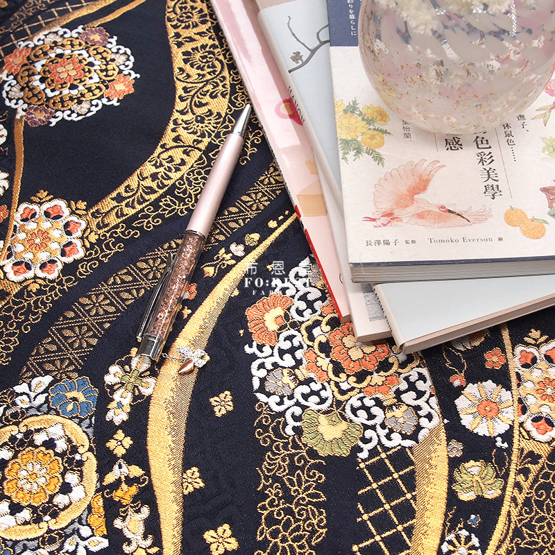 Gold Brocade - 吉祥華文 Auspicious KINRAN fabric - forestfabric 布恩堂