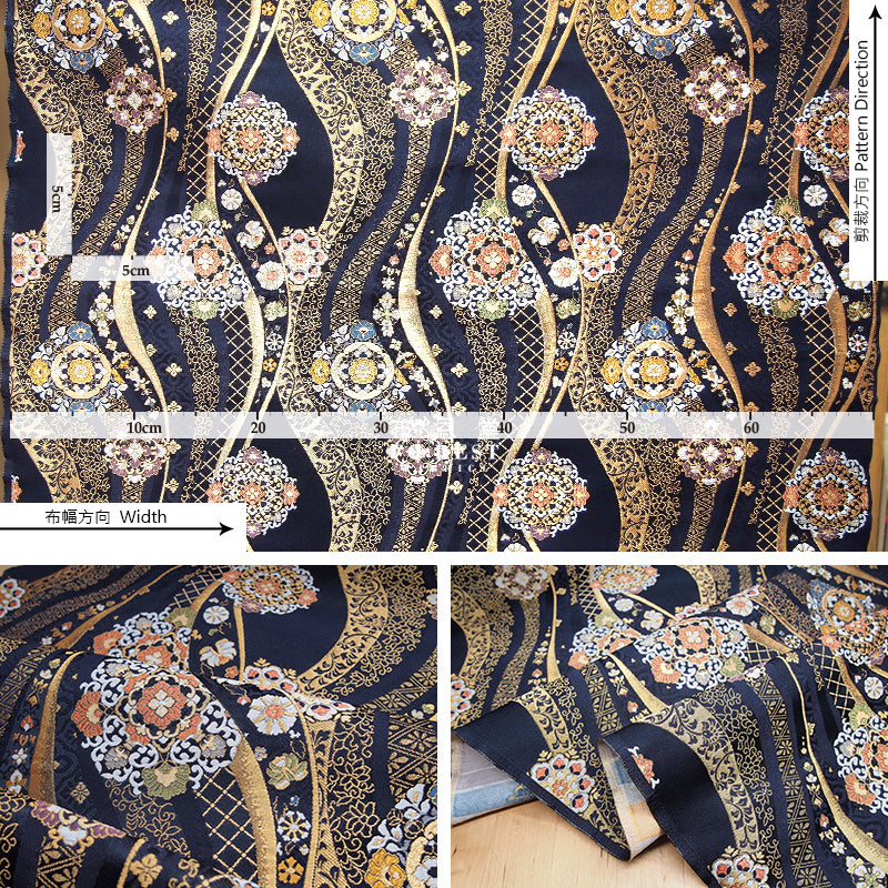 Gold Brocade - 吉祥華文 Auspicious KINRAN fabric - forestfabric 布恩堂
