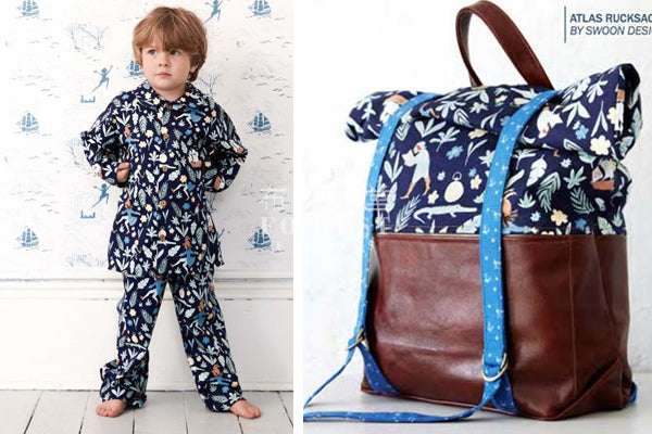 cotton - Awfully big adventure fabric - navy - forest-fabric