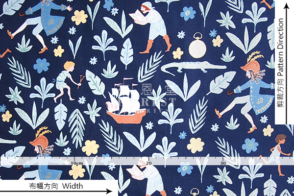 cotton - Awfully big adventure fabric - navy - forest-fabric