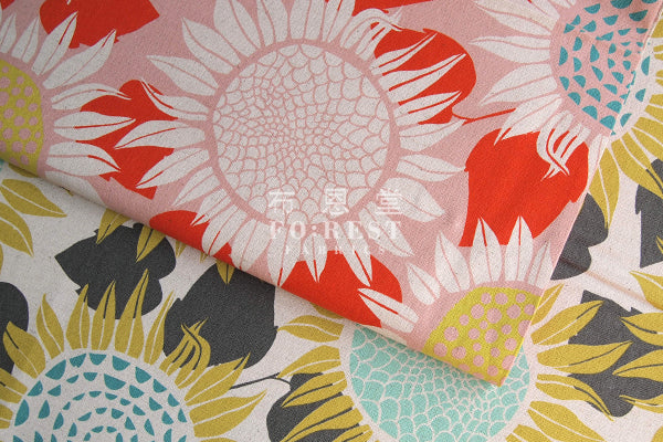 C+S - Linen Canvas - Sunflowers fabric - forest-fabric
