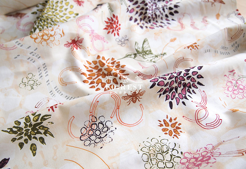 cotton - Timothy grass Orange - forest-fabric