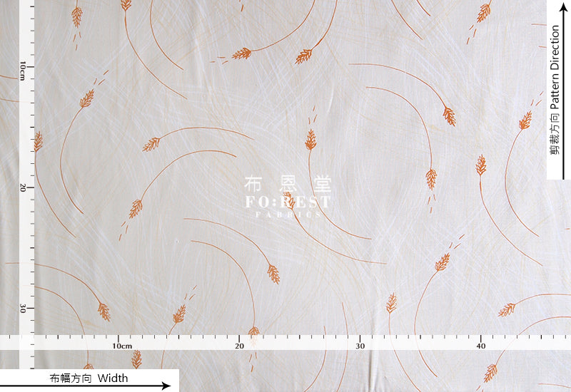 cotton - Timothy grass Orange - forest-fabric