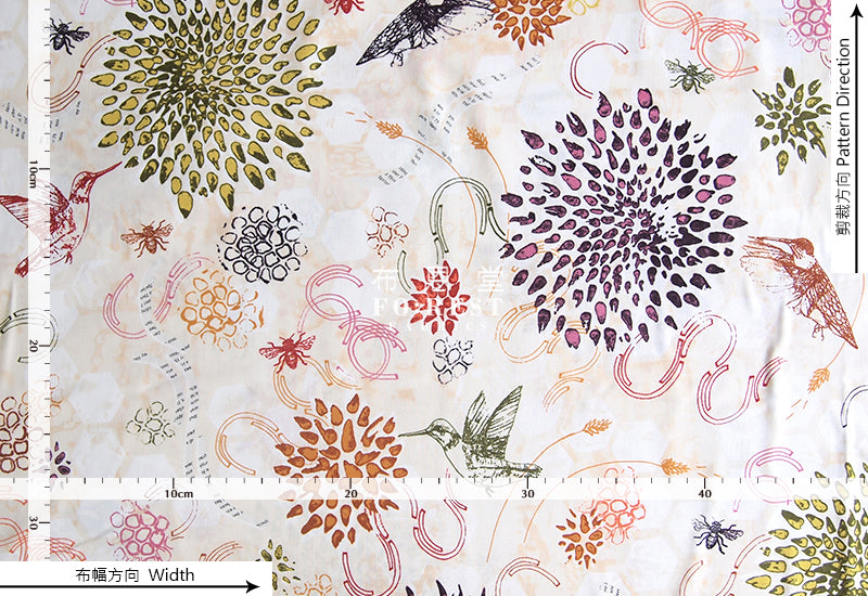 cotton - Timothy grass Orange - forest-fabric