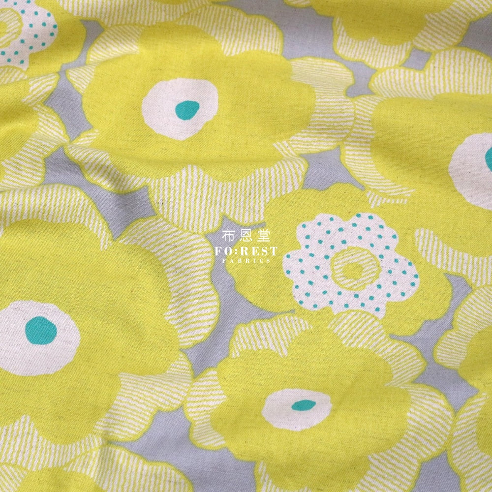 Canvas - Bouquet Fabric Gray Cotton Linen Canvas