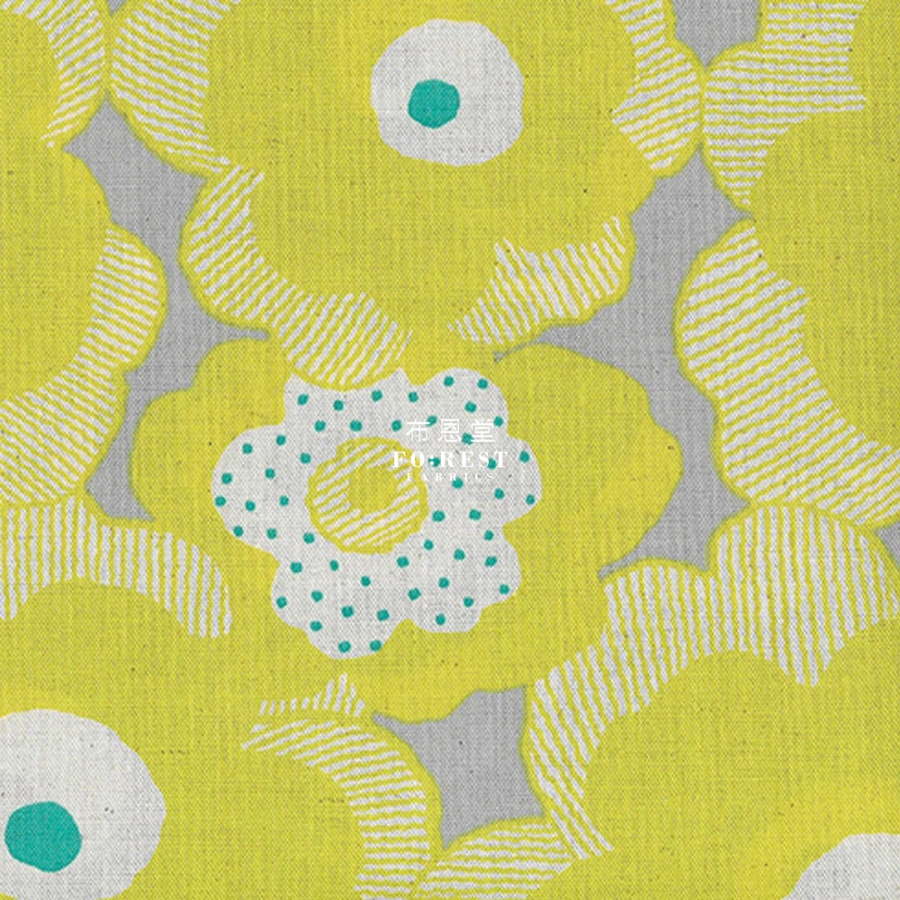 Canvas - Bouquet Fabric Gray Cotton Linen Canvas