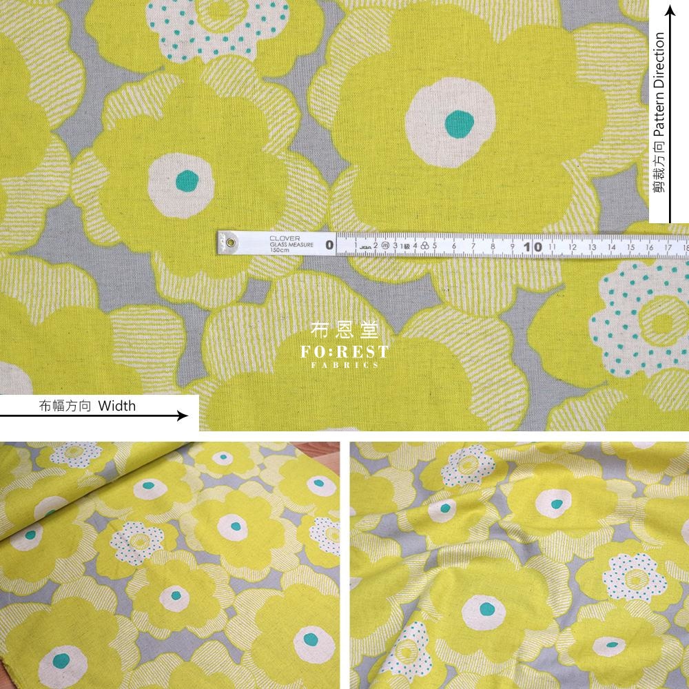 Canvas - Bouquet Fabric Gray Cotton Linen Canvas