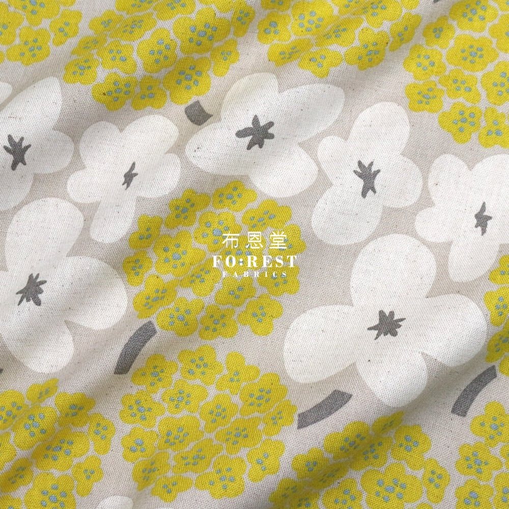 Canvas - Bouquet Fabric Yellow Cotton Linen Canvas