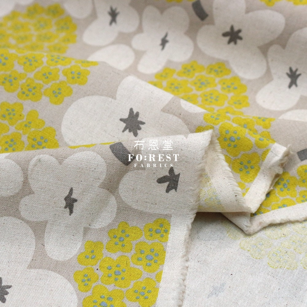 Canvas - Bouquet Fabric Yellow Cotton Linen Canvas