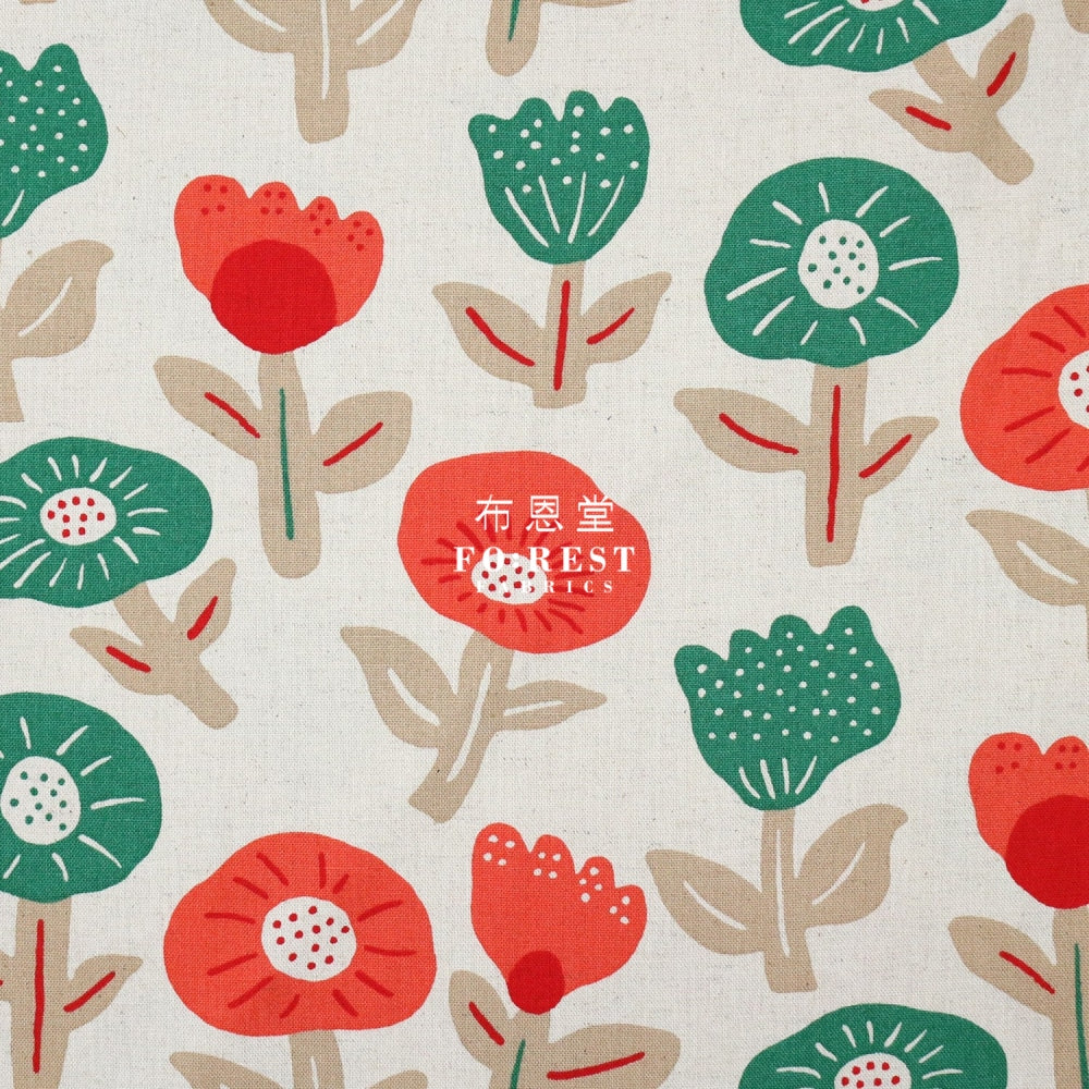 Canvas - Flower Cookies Fabric Natural Cotton Linen Canvas