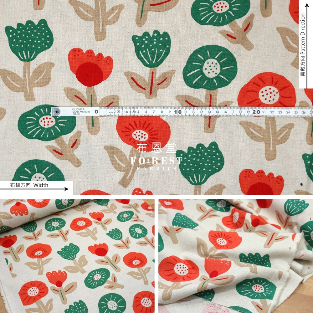 Canvas - Flower Cookies Fabric Natural Cotton Linen Canvas
