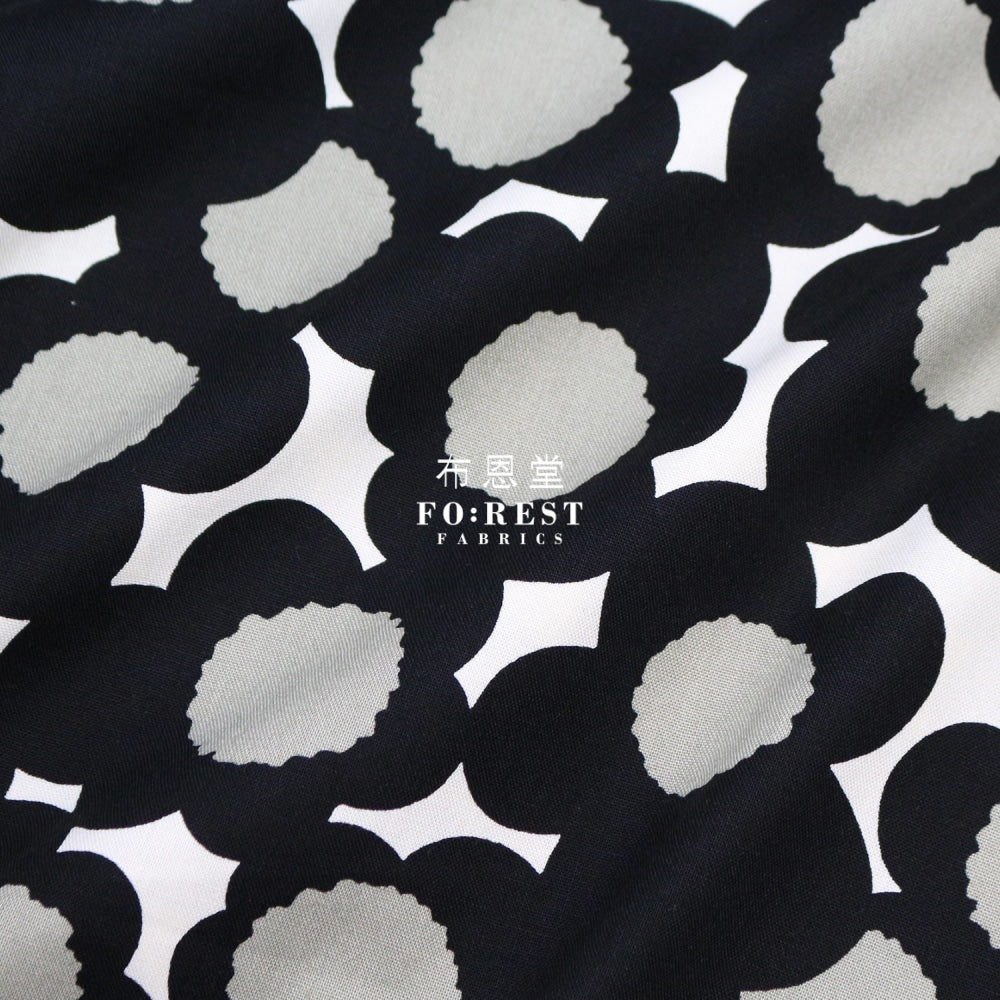 Canvas - Flower Fabric Black Cotton Linen Canvas