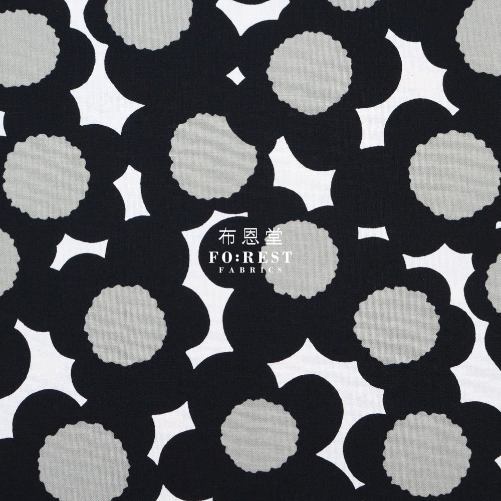 Canvas - Flower Fabric Black Cotton Linen Canvas