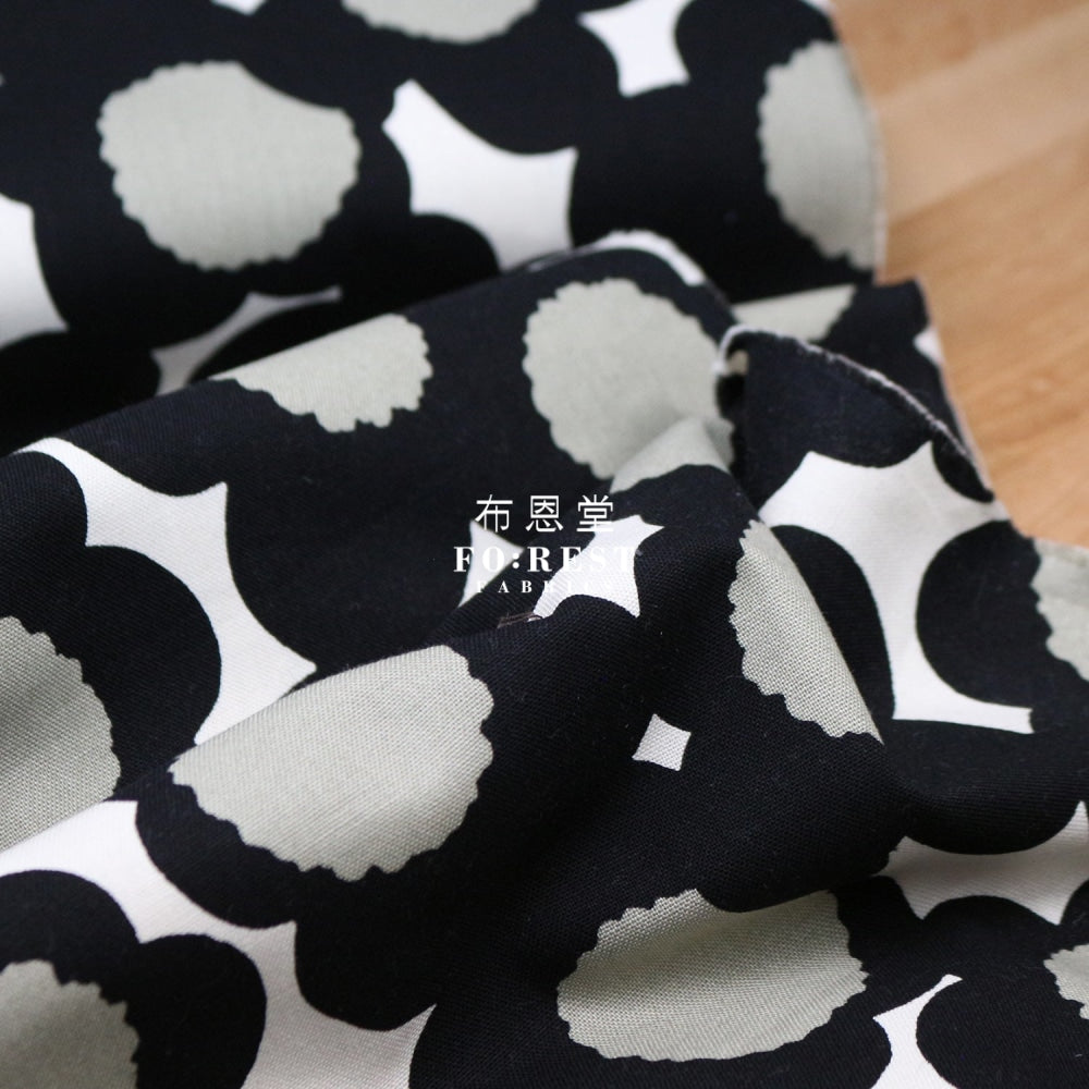 Canvas - Flower Fabric Black Cotton Linen Canvas